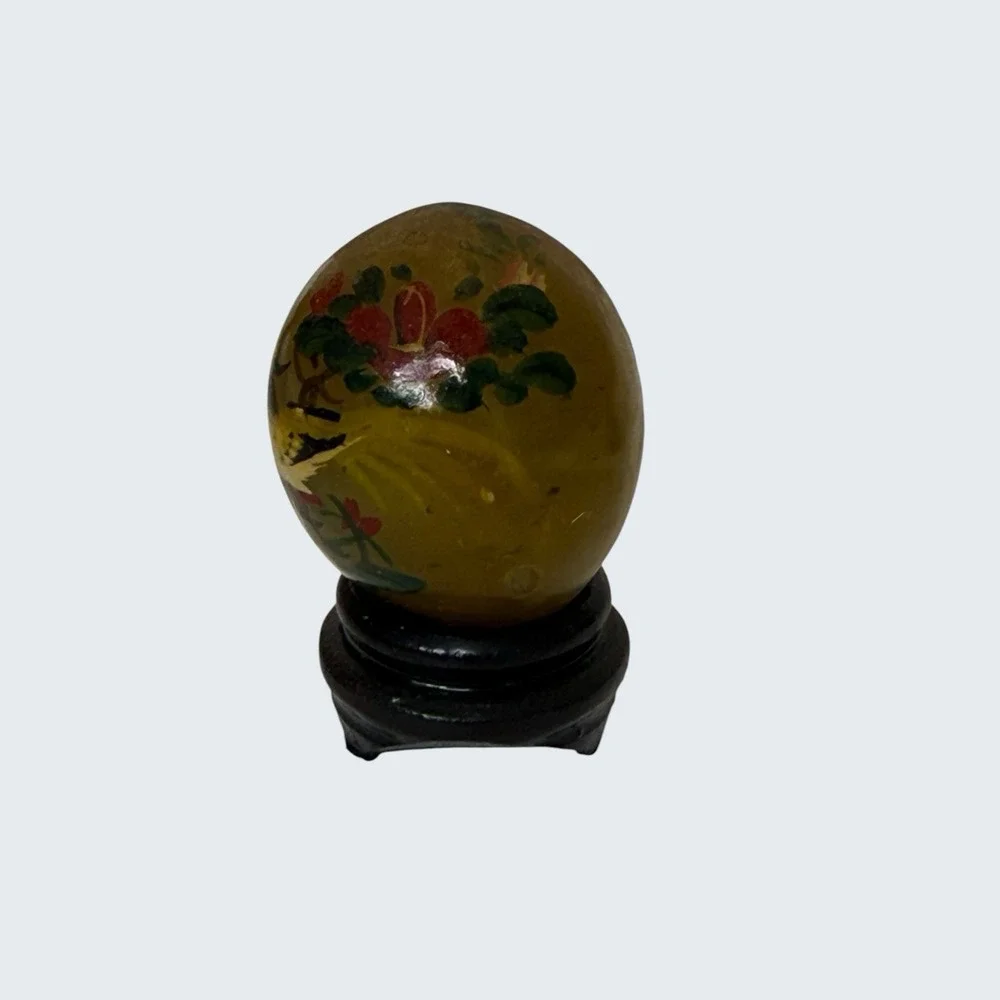 Vintage Hand Painted Jade Eggs 1.5
